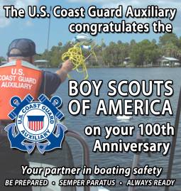 The Coast Guard Auxiliary congratulates the Boy Scouts of America
